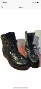 Allsaints Franka Black Shearling Boots UK 6