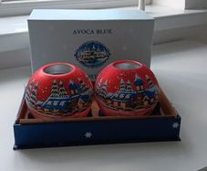 Avoca Blue Hand Painted Christmas Tea Light Holders