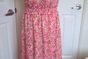 Savida Pink Floral Boho Maxi Dress Shirred Waist Cottagecore Size S EUR38