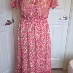 Savida Pink Floral Boho Maxi Dress Shirred Waist Cottagecore Size S EUR38
