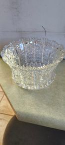 Rare find Bohemia Czech Crystal Hand cut 8" Bowl Queen Lace