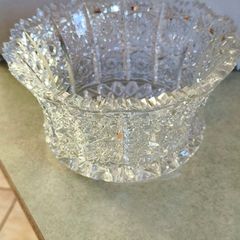Rare find Bohemia Czech Crystal Hand cut 8" Bowl Queen Lace