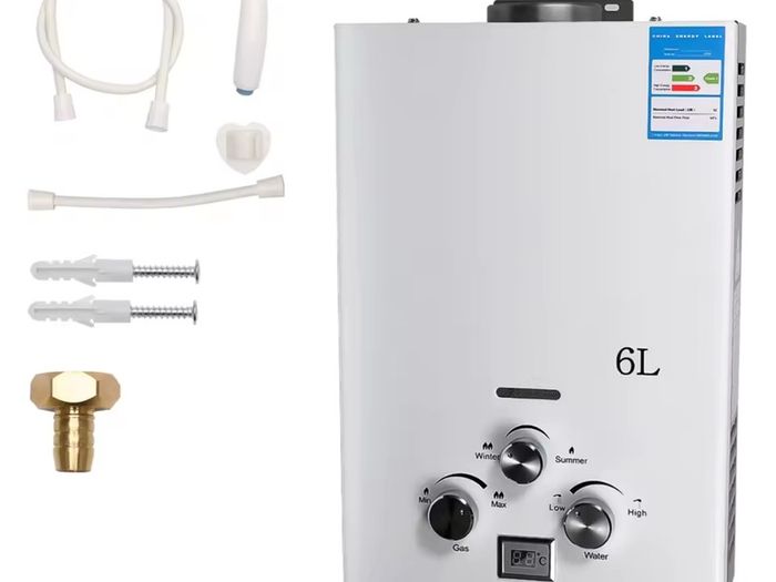 12KW LPG Instant Water Heater 6L/min Stainless Steel Tankless Propane Boiler with CE for Home Camping Outdoor Use