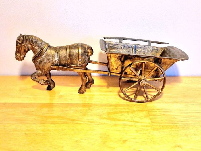 Vintage Brass Horse with Carriage Handmade