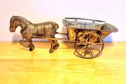 Vintage Brass Horse with Carriage Handmade