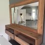 Rustic Solid Wood Overmantel Mirror With Storage Drawers Image 2