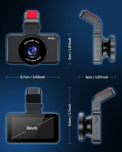 Car Dash Cam Front, FHD 1080P 170 Wide Angle WDR In Vehicle Dashboard Camera 3.0" Display Driving Recorder Video Camera Loop Recording, Night Vision, Motion Detection Visit the Range Tour Store