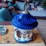 mid century ceramic birdcage light Image 6
