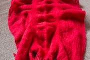 Red Ruched Knitted Scarf 115x40cm RIVER ISLAND
