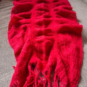 Red Ruched Knitted Scarf 115x40cm RIVER ISLAND