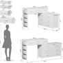 170cm Chest of Drawers with Charging Station and LED Light, Rotatable Dressing Table with 10 Fabric Drawers and Side Pockets, Modern Makeup Vanity Desk Home Office Desks, White Image 2