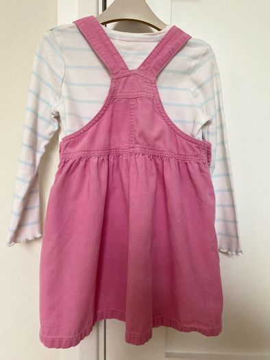 Pink embroidered floral dress with matching long sleeved top