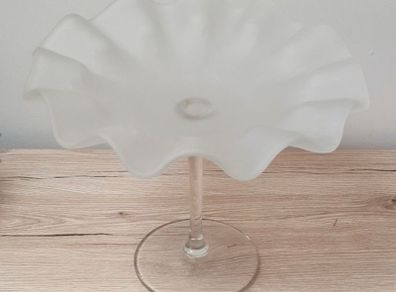 Frosted Glass & Clear Pedestal Bowl Fruit Centerpiece Display/Cake stand