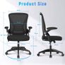 FREE EXPRESS SHIPPING Office Chair Ergonomic Desk with 90 Degree Flip-up Armrest Lumbar Support, Height Adjustable Chair, Executive Swivel Computer Padded Seat Cushion for Home/Office Image 4