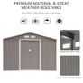 9 x 6FT Outdoor Garden Roofed Metal Storage Shed Tool Box with Foundation Ventilation & Doors Light, Grey Image 3