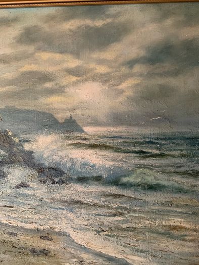 Original oil paintimg, Neville Henderson. "Howth from Doldrum Bay"