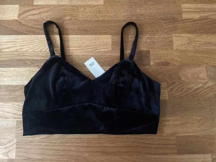 Brand New River Island Black Velvet Bra Top
