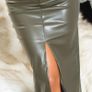 Leather Look Highwaist Midi Skirt With Slit Size Small Image 6