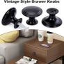 NEW SALE | Vintage Cabinet Knobs, Chic Drawer Knobs, Antique Style Kitchen Cupboard Handles, 30mm Round Furniture Door Knobs (24, Black) Image 5