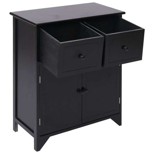 Side Cabinet Black 60x30x75 cm Paulownia Wood
