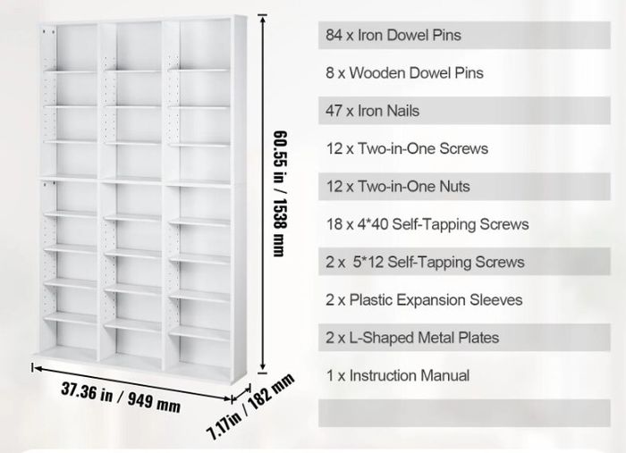 Media Storage Cabinet with Adjustable Shelves  27 Compartments, Holds up to 756 CDs