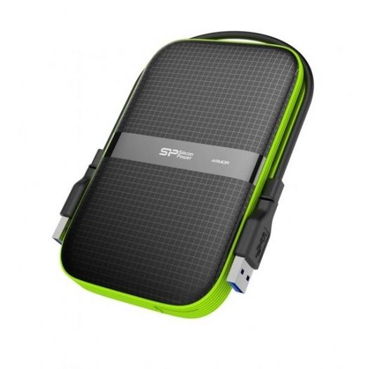 1TB External Hard Drive Silicon Power Armor A60 Shockproof Portable Hard Drive - USB3.0 - Black/Green Edition