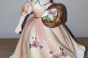 Vintage Porcelain Girl with flower basket Figurine