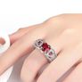 Natural Heart-Shaped Garnet & Angel Wings Silver Ring Image 5