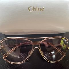 Chloe Isidora metal aviator sunglasses rose gold-tone metal wireframe, gradient lenses & White case