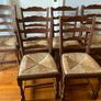 6 Vintage Oak Ladder Back Chairs with Rush Seating Image 5