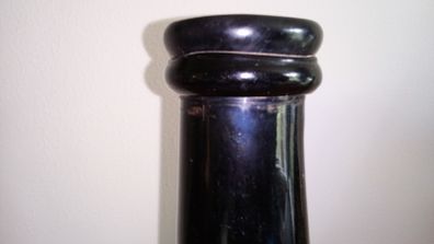 Black Glass Hand Blown Sauce Bottle.