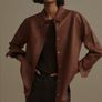 Mango Brown Leather Shirt size M Image 2