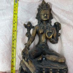Antique bronze green Tara figure