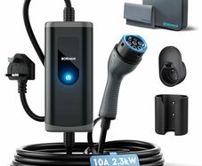 EV Charger Type 2 to 3 Pin Plug, 10M | 2.3kW | 10A | IP65 Waterproof, Electric Car Charger Type 2 Charging Cable 3 Pin with LED Indicators & Carry Bag & Microfiber Towel