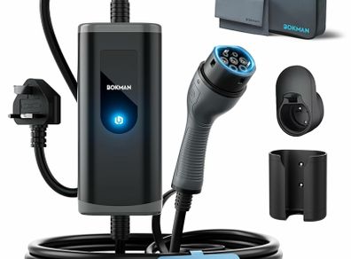 EV Charger Type 2 to 3 Pin Plug, 10M | 2.3kW | 10A | IP65 Waterproof, Electric Car Charger Type 2 Charging Cable 3 Pin with LED Indicators & Carry Bag & Microfiber Towel