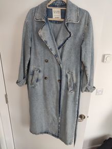 Long denim trench coat