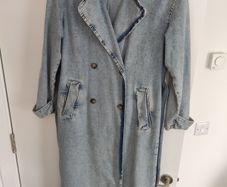Long denim trench coat