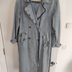 Long denim trench coat