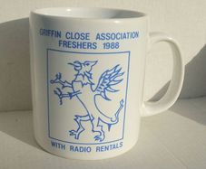 GRIFFIN CLOSE ASSOCIATION FRESHERS 1988 (with Radio Rentals) - commemorative ceramic mug