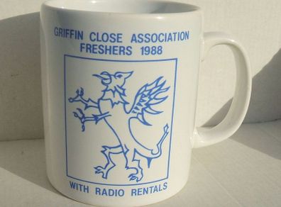 GRIFFIN CLOSE ASSOCIATION FRESHERS 1988 (with Radio Rentals) - commemorative ceramic mug
