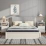 Bedside Table with Charging Station, Side Table with 2 USB Ports and Outlets, Nightstand with Cloth Drawer, Set of 2, End Table, White Image 6