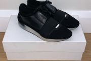 Black/White Balenciaga Race Runner Shoes