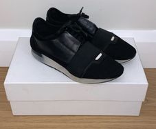 Black/White Balenciaga Race Runner Shoes