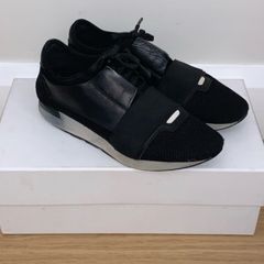 Black/White Balenciaga Race Runner Shoes