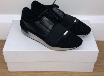 Black/White Balenciaga Race Runner Shoes