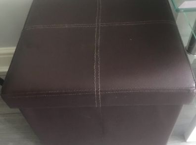 brown Faux leather storage box /stool/ shoe box etc . Cost 110 euro will sell for 30 euro fire resistant