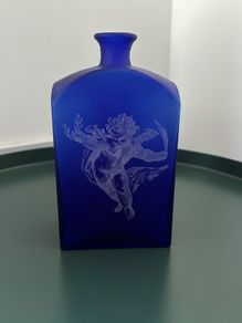 Cobalt Blue Bottle With Cherub