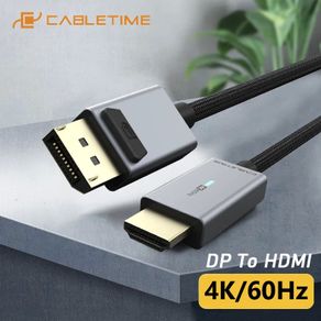 Cabletime 1.8M Active DisplayPort (Male) to HDMI (Male) 4K@60Hz Gold-Plated Nylon Braided LED Light Cable (Brand New/Warranty)