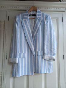 stunning ,striped, long line, zara blazer.