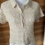 womens top blouse short sleeve crocheted Mango ecru size S brand new Image 2